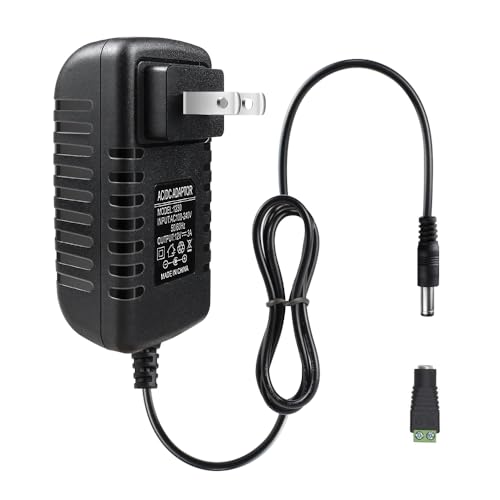 Image of 12V Power Supply, 12 Volt 3A 36W DC Power Supply, Black LED Power Adapter, AC 110V to 12V Wall Mounted Transformer Plug for LED Strip Lights with 5.5 /2.1 DC Female Connector