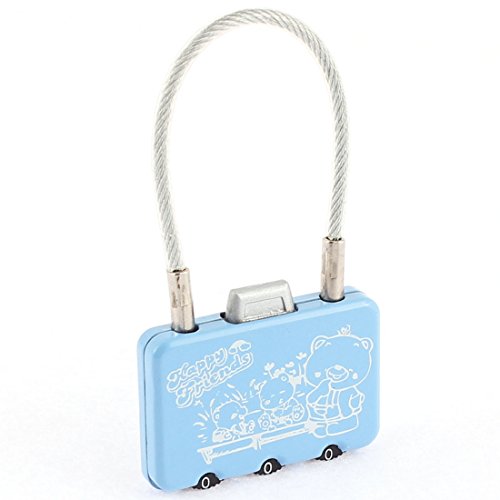 Image of Aexit Metal Wire Padlocks & Hasps Hoop 3 Dials Combination Sky Blue Mini Bag Shaped Cartoon Resettable Padlock for Combination Padlocks Luggage Suitcase