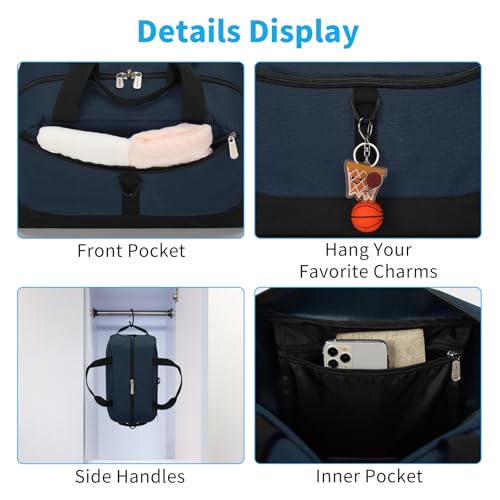 Image of Apenze Small Gym Bag 14 inch lightweight Carry On Mini Duffel Bag with D-Ring for Travel Sport - Navy Blue