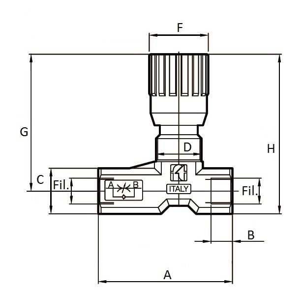 Ama - Regolatore di Flusso unidirezionale 3/8", 350 Bar, 30 Litri