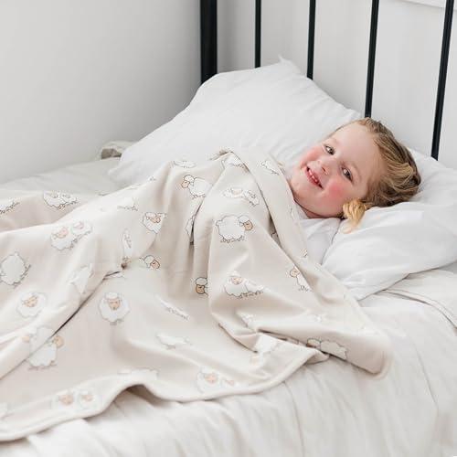 Image of Woolino Toddler Blanket - Merino Wool and Organic Cotton Baby Blanket for Girls and Boys - 4 Season - 52.5 inch x 40 inch - Sheep