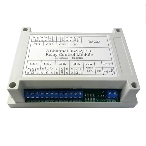 Relais RS232 TTL232 PC UART 12V 8 canaux avec boîtier de protection N223B08