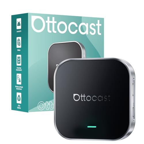 Ottocast E2 OttoAibox 2026 Car Streaming Box, Android 13 Smart AI Box with Netflix/YouTube, Wireless CarPlay Adapter, Car Video Player with Split-Screen
