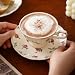 Imagen de fanquare Juego de Taza de Café y Plato de Porcelana con Borde Dorado 180ml