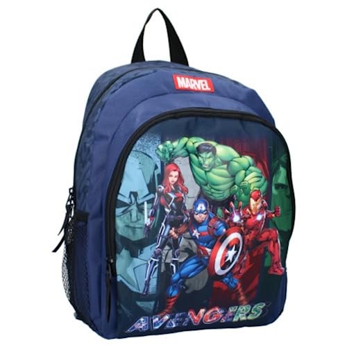 mybagstory – Mochila Escolar Vengadores Azul Niño Primaria Guardería Mochila Niño Talla 35 cm Tirantes ajustables Regalos para Niños, azul, 35 cm