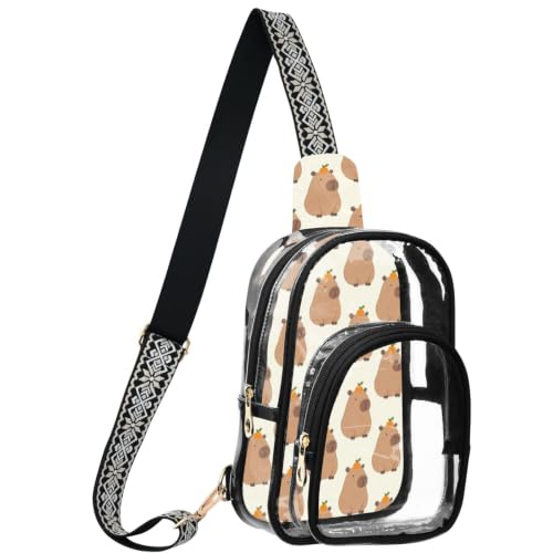Riñonera transparente compacta y elegante con estampado original de capibaras 2