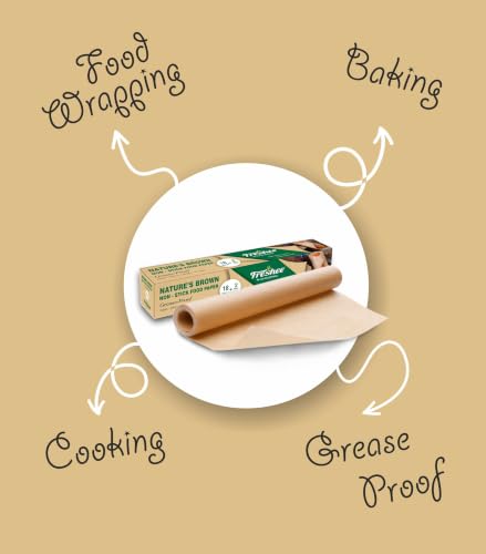 Image of Freshee Pack of 5 Food Wrapping Paper for Baking, Non-Stick Food Paper, Multi-Purpose Organic Paper - Nature's Brown 20m x 300mm
