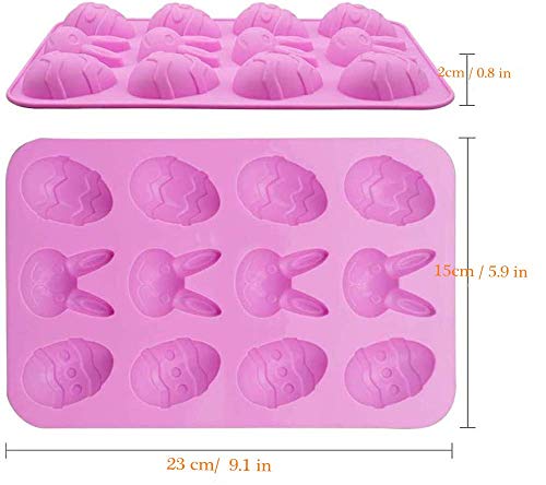1 Pack Easter Egg And Bunny Silicone Molds Tray For Chocolate Candy Gummy Ice Cube Jello Jelly Cake Mini Soap Wax Crayon Melt #TOP1