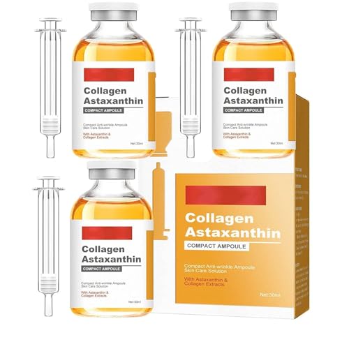 Sérum Astaxanthine et Collagène pour le Visage, Ampoule Liftante Collagène Astaxanthine - Anti-rides, Raffermissant, Éclat du Teint, Atténue les Rides