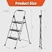 DIAMONDFORGE 3-Step Ladder Folding Step Stool with Anti-Slip Wide Pedal & Soft Handle, Heavy Duty Steel Construction, 900 lbs Capacity for Home & Office, Grey