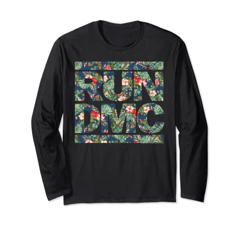 Image of Run DMC Official Floral Blue Logo Long Sleeve T-Shirt