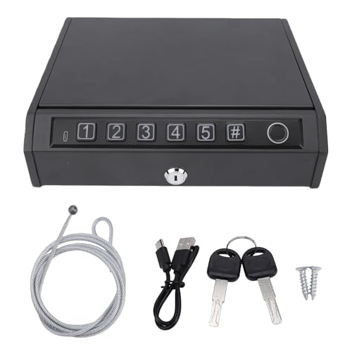Bewinner Coffre-fort Biométrique Portable avec Digitale, Code Numérique et Accès par clé – Coffre-fort Compact pour Armes à Feu et Objets de Valeur avec Câble en Acier Antivol pour la Maison, la