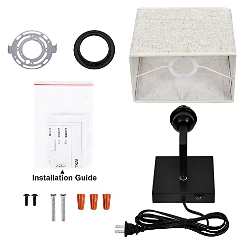 Wall Lamp With Dimmer Switch And Usb Port, Wall Lamp With Plug In Cord, Wall Sconce Contemporary, Plug In Wall Sconces With Fabric Shade, Brings Warm And Cozy Feel, Wall Lamps For Bedroom Living Room #TOP7