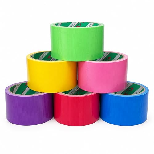 Giftexpress 6 Assorted Colored Duct Tapes - Multi Purposes Bright Colors Tapes Great for Do It Yourself Art Home School Office Assorted Colors 2