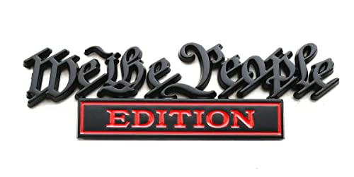 Image of We The People Edition Emblem Full Metal Badge Decal 3D Sticker Compatible with Universal Car, Truck, SUV, Boat, Vehicle Door Decoration (Black /Red)