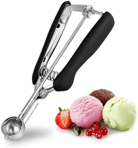 Ice Cream Scoop 4 Tbsp 6cm, TJ POP Large Stainless Steel Cookie Scoop with Easy Trigger Release Good Grips for Mashed Potato, Meatballs, Mellon Balls and Cookie