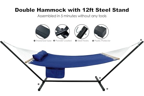 Image of GAFETE 2 Person Hammock with Stand for Outside, Heavy Duty Steel Stand
