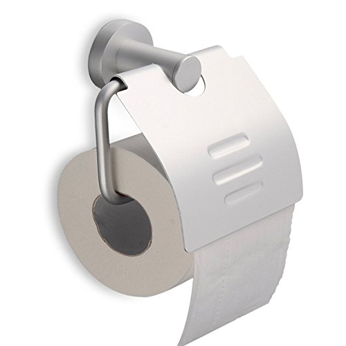 Preisvergleich Produktbild Premium Design Toilettenpapierhalter, matt-gebürstet, rostfrei, hochwertiger Klopapierhalter mit Deckel fürs WC