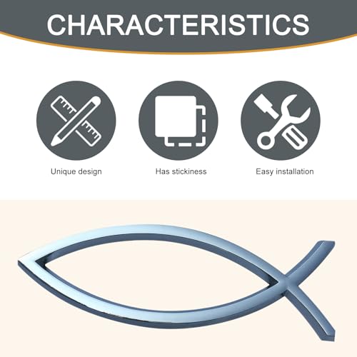 Image of 3D Jesus Fish Car Emblem Decal, 1.77 inch x 5.51 inch Creative Personality 3D Car Rim Sticker Decoration Badge Decal, Modification Accessories, Universal for Most Car Models (Silver #3)