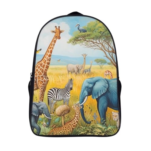 Mochila infantil de animales de la jungla 3D para niños y niñas de primaria en viajes 40x28x16cm