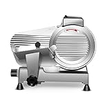 Meat Slicer Machine,10 inch Commercial Meat Slicer, 240W Frozen Meat Cheese Deli Slicer,Premium Chromium-Plated Steel Blade Semi-Auto Foody Slicer for Commercial and Home Use,Low Noises