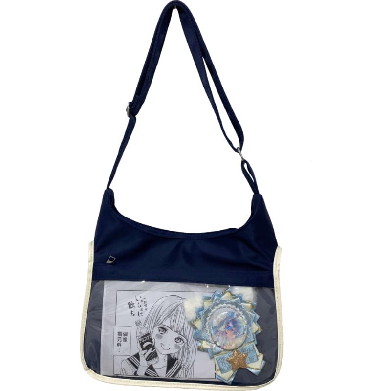 Double-sided dual-purpose bag Japanese ins wind girl heart messenger student class transparent portable shoulder bag