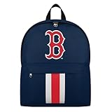 FOCO MLB Officially Licensed Team Color Primary Logo Solid Stripe Baseball School Bag Travel Backpack - Boston Red Sox - Navy