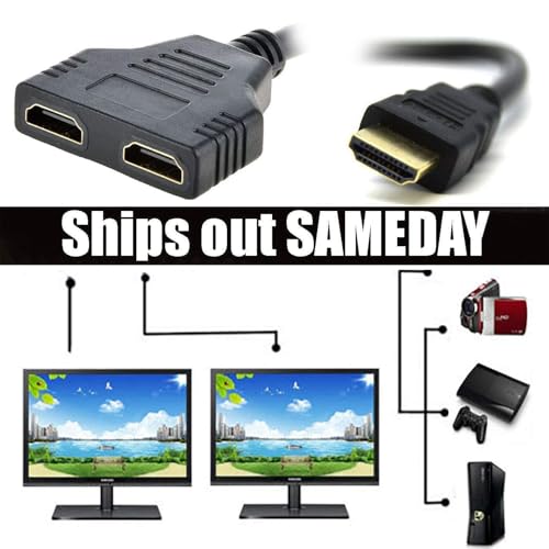 Image of HDMI Splitter 1 in 2 Out Adapter Cable-HDMI Male 1080P to Dual HDMI Female 1 to 2 Way, for HD, LCD, TV，Support Two TVs at The Same Time Transmit Video and Audio Simultaneously