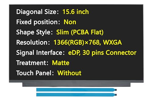 JHK JIEHONGKE Grade A+ New Screen Replacement for HP 15-FD0081WM 15-FD0083WM, 15.6", 1366×768 WXGA, eDP/30 pins Connector, Non-Touch, LED LCD Display with Tape (Matte)