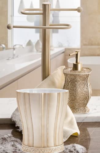 Creative Scents Bathroom Trash Can - Decorative Bathroom Wastebasket - Durable Waste Bin - Space Friendly Waste Basket For Bathroom, Powder Room, Bedroom Or Living Room Decor - Victoria Style (Beige) #TOP1