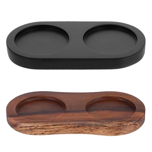 VALICLUD Bases de Madera para Molinillo de Pimienta y Sal, Soporte Organizador de Condimentos, Bandeja de Cocina para Saleros y Pimenteros, 2 Piezas (negro y Marrón, 5.8 Cm), Adecuado