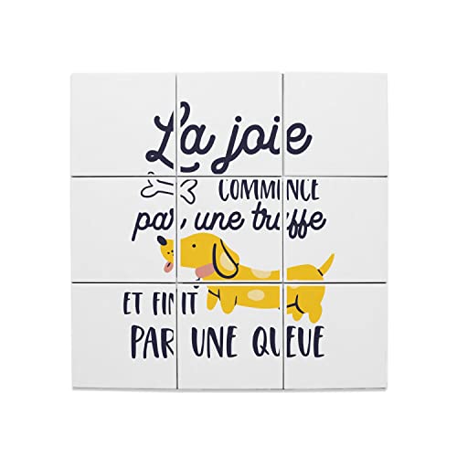 Carreaux céramique décoratif fresque murale chien 45,6 x 45,6 cm pour maison