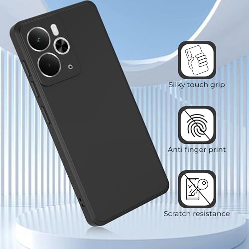 Image of A rtistque Back Cover Case for Realme 14 5G with Camera Protection | Shockproof TPU | Stylish Protective Design | Slim Fit | Ultra Matte | Back Cover - Black