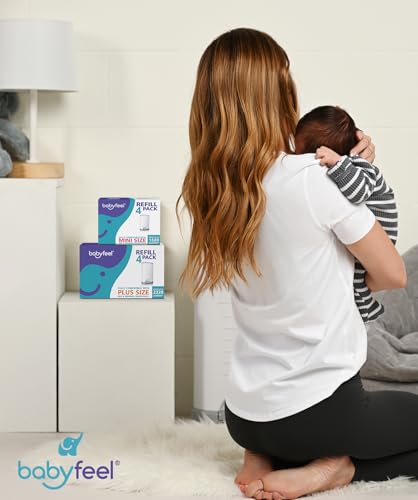 Image of Babyfeel Refill Bags Compatible with DEKOR PLUS Diaper Pails, 4 Pack | Exclusive 30% Extra Thickness | Powerful Odor Elimination | Fresh Powder Scent | Holds up to 2320 Diapers | Extra Strong