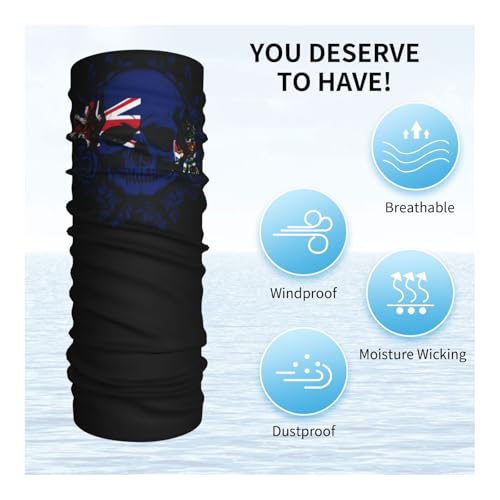 Cayman Islands Cayman Islanders Flag Skull Neck Gaiter Balaclava Face Mask for Men Women Patriotic Design Seamless Bandana Cover Scarf Headwear Headband Head Wrap White4