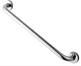 Barra de Apoio para Banheiro 40cm em Aço Inox Antiferrugem, Alça de Segurança para Idosos e Deficientes, Corrimão de Parede para Acessibilidade, Suporte Resistente Prateado