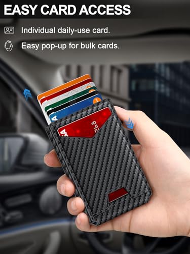 GHUKY Wallet for Men RFID Wallet with Money Clip, Slim Pop Up Card Holder for 10-12 Cards, Minimalist Smart Credit Card Case with ID Window, Bifold Metal Wallet for Front Pocket, Gifts for Men - Image 2