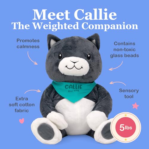 Image of Lilly's Love Weighted Stuffed Animal, 5lb | Sensory Weighted Plush for Kids and Adults | Machine Washable Plushies w /Removable Inner | Calming Weighted Stuffed Animals for Anxiety, Callie The Cat
