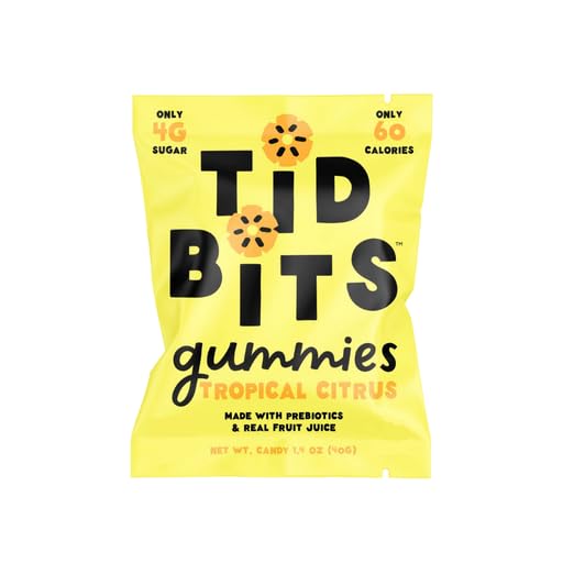 Miniatura 2 de TiDBiTS - Caramelos de gomita con bajo contenido de azúcar (0.11 onzas), bajas en calorías (60), sin edulcorantes artificiales, fibra a base de