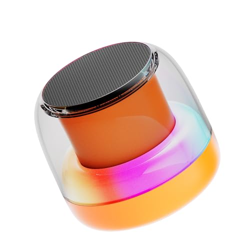 Portable Bluetooth Speaker, New Wireless Speaker Bluetooth 5.3 with RGB LED Light, Dual Pairing, HiFi Stereo Sound, TF Card Support, Mini Portable Speakers for Travel, Outdoor, Party, Beach, Orange