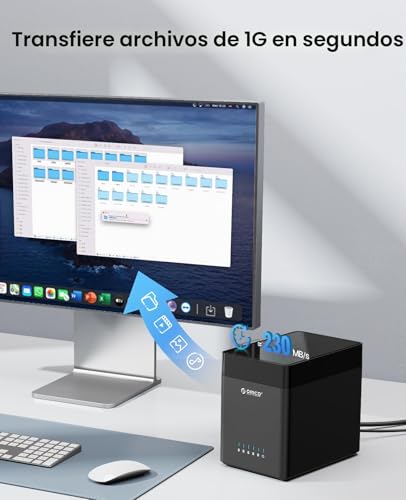 Miniatura 3 de ORICO 5 Bahias Docking Station Type C Carcasa magnética de Disco Duro de 3,5" para el Disco Duro Externo SATA SATA3.0 5x18TB con Adaptador 12V6.5A Compatible con Windows/Mac