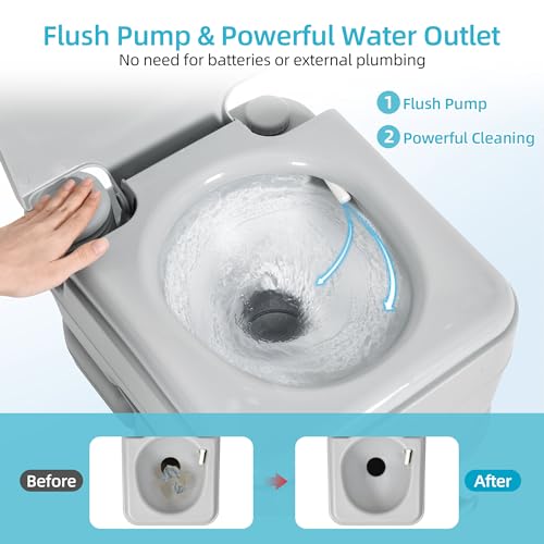 Image of YITAMOTOR 3.17 Gallon Portable Toilet for Camping, RV Travel Potty with Press Flush Pump, Leak-proof Seal Ring for Travel, Boating, Hiking, Trips