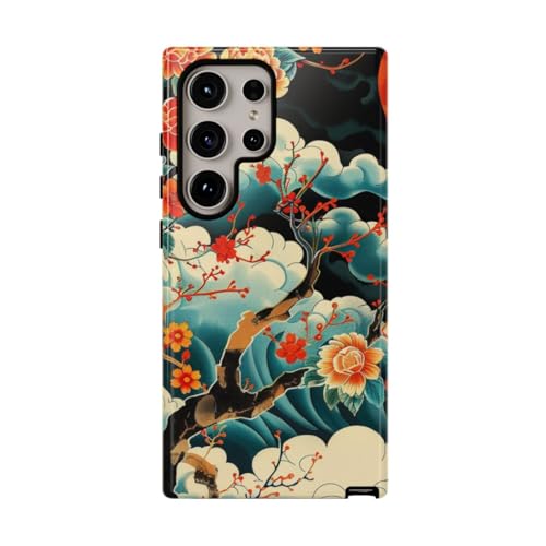Coque antichoc Galaxy S24 Ultra esthétique florale orange