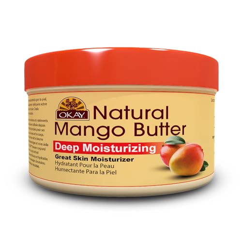 Okay Pure Naturals Shea & Mango Body Butter for Skin - Shea Butter for Women and Men, Daily Moisturizer for Hair and Body, Helps with Stretch Marks, Soothes Dry Skin - 1 oz jar (Pack of 1)