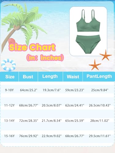 Image of Girl's 2 Piece Swimsuit Solid Spaghetti Strap Bikini Sets Beach Bathing Suit Swimwear for Teen Girls