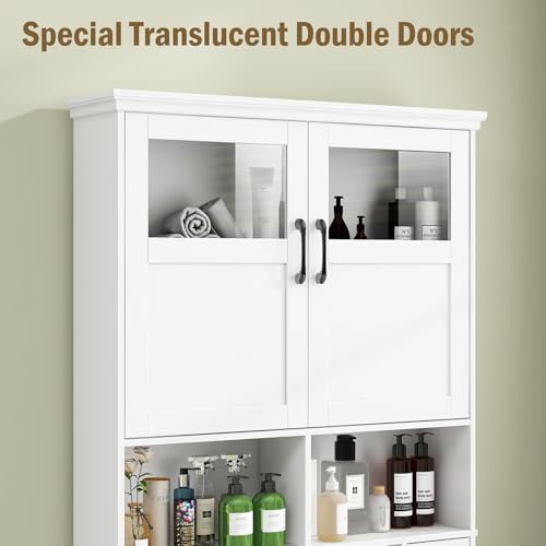 Vabches Over The Toilet Storage Cabinet with Doors & Paper Holder, White by Vabches - Used condition - Image 5