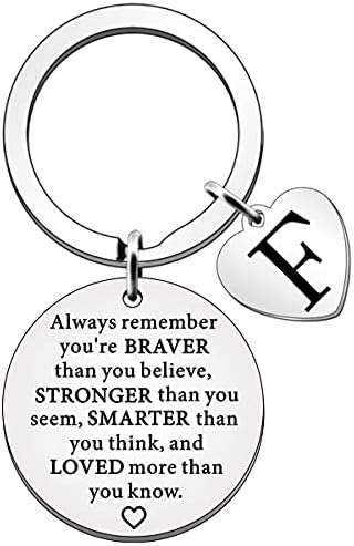 SDOFY Letter Keyrings Inspirational Gifts for Women Initial Alphabet Keychain Key Ring Personalised Gifts for Girls Boys Birthday Christmas Gift (A)