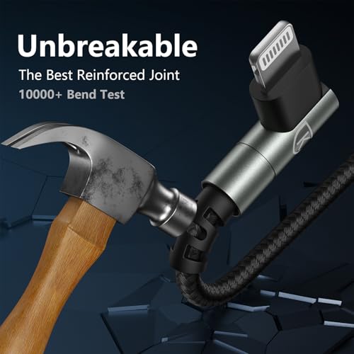 Câble USB C vers Lightning 90° en nylon renforcé pour iPhone série 14 - 6