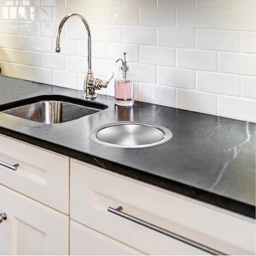 Recessed Trash Can Lid, Countertop Table Built-in Stainless Steel Trash Can Cover Household Commercial, Hidden Trash Can Kitchen Cleaning Bucket,Cover A,Color-Bucket B2
