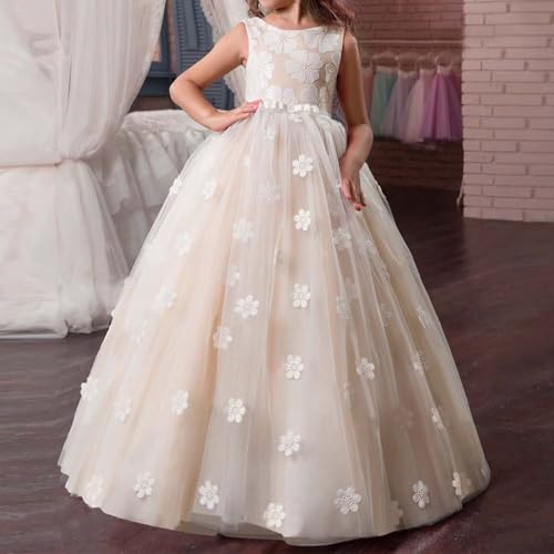 Flower Girl Dress Floral Applique First Communion Dress Tulle Pageant Dresses Girls Birthday Party Ball Gown2